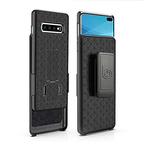 BELTRON Galaxy S10 Plus Case with Belt Clip, Super Slim Fit Protective Case & Rotating Belt Clip Holster Combo with Built-in Kickstand for Samsung Galaxy S10 Plus G975 Cell Phone (2019)