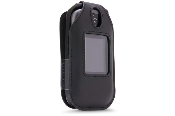 BELTRON Leather Fitted Case for Consumer Cellular Link Z2332 Flip Phone - Features: Rotating Belt Clip, Screen & Keypad Protection & Secure Fit