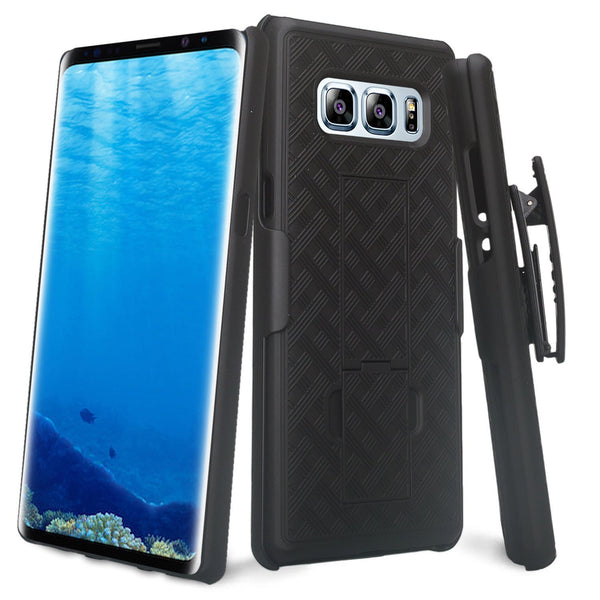 BELTRON Slim Protective Grip Case & Rotating Belt Clip Holster Combo for Samsung Galaxy Note 8 with Built In Kickstand