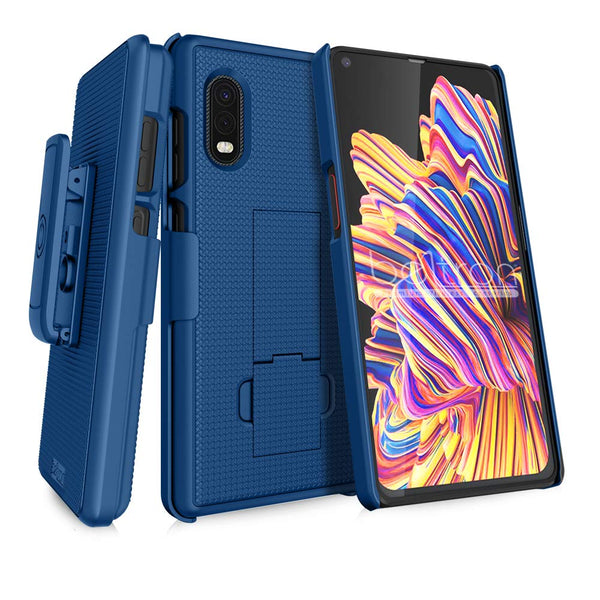 BELTRON Galaxy XCover Pro Case with Clip, Heavy Duty Case with Swivel Belt Clip for Samsung Galaxy XCover Pro G715 (AT&T FirstNet Verizon) Features: Secure Fit & Built-in Kickstand (Blue)