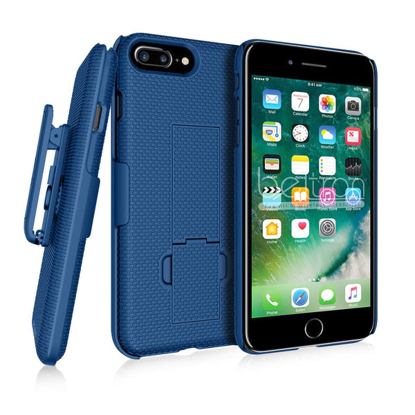 BELTRON iPhone 7,iPhone 8 Plus, Holster Case, Ultra Slim Protective Shell Grip Case & Swivel Belt Clip Holster Combo with Built-in Kickstand (iPhone 7 Plus,iPhone 8 Plus, ONLY) - Blue