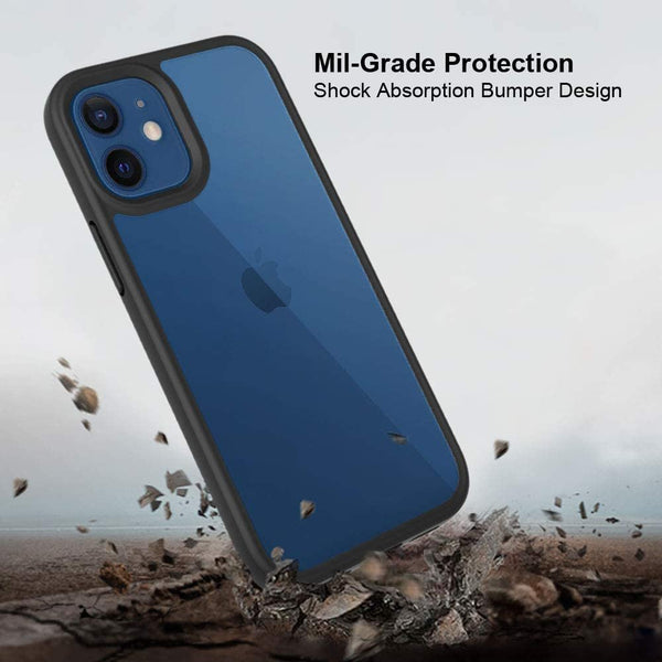 BELTRON iPhone 12 Mini Case, Ultra Thin Military Grade Grip Case with Transparent Back, MIL-STD-810G Tested, Drop Proof, Shock Proof, Raised Bezels, Slim Profile