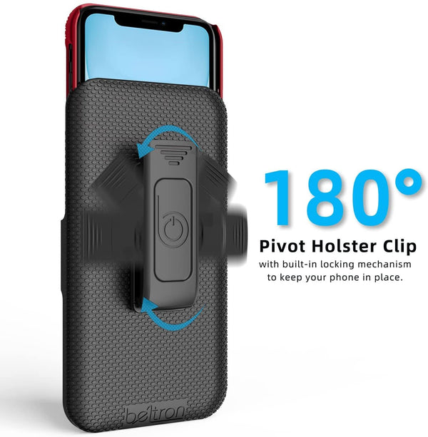 Case with Belt Clip for iPhone 11 6.1" , BELTRON Shell & Holster Combo - Super Slim Shell Case with Built-in Kickstand, Swivel Belt Clip Holster for Apple iPhone 11 6.1" (2019)