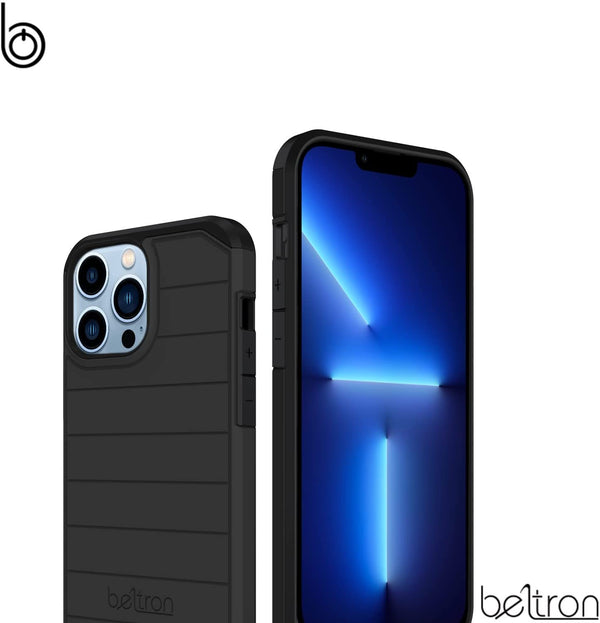 BELTRON Case with Belt Clip for iPhone 13 Pro Max, Slim Full Protection Case & Rotating Belt Clip Holster with Built in Kickstand, Scratch Resistant/Shock Absorption for iPhone 13 Pro Max 6.7" - Black