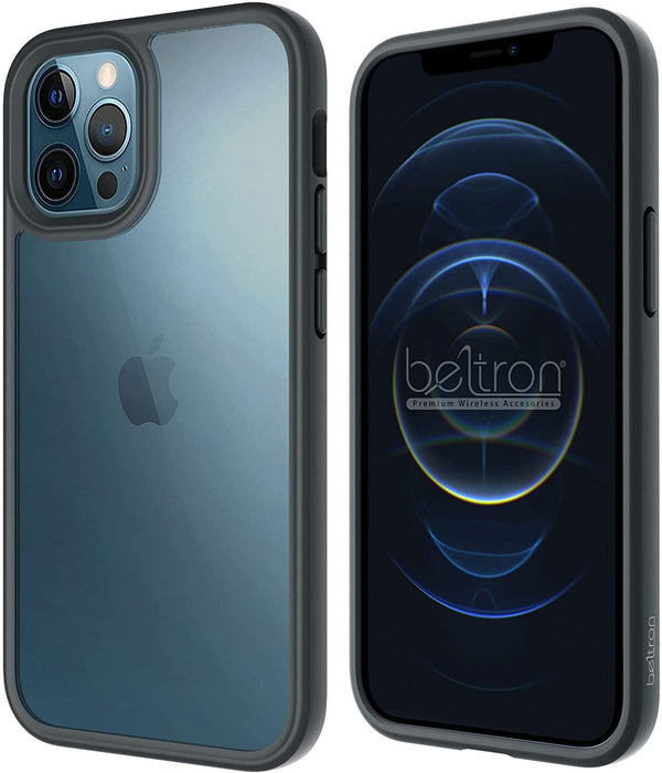 BELTRON iPhone 12 / iPhone 12 Pro Case, Ultra Thin Military Grade Grip Case with Transparent Back, MIL-STD-810G Tested, Drop Proof, Shock Proof, Raised Bezels, Slim Profile