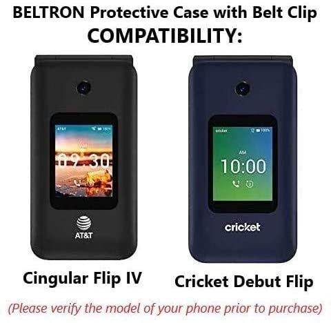 Case with Belt Clip for Cricket Debut Flip, AT&T Cingular Flip 4, Protective Snap On Cover with Rotating Belt Clip Holster Combo for Cricket Debut Flip (U102AC), AT&T Cingular Flip IV (U102AA) - Grey