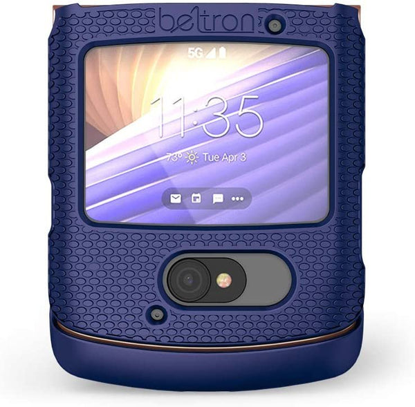 BELTRON Case with Clip for Motorola RAZR 5G (AT&T / T-Mobile), Snap-On Protective Cover with Rotating Belt Holster Combo & Built in Kickstand for Motorola Moto RAZR 5G Flip Phone (2020) XT2071 - Blue
