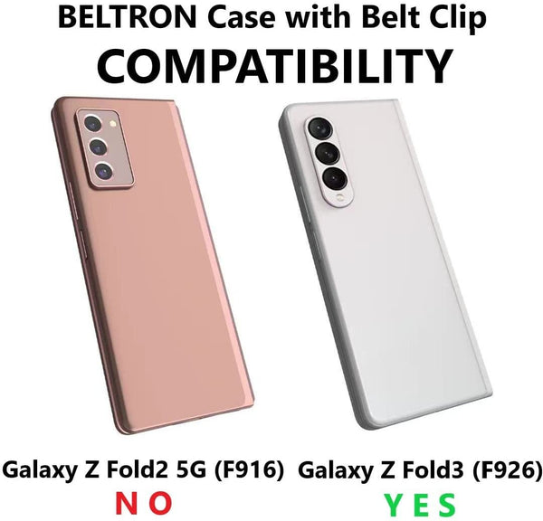 BELTRON Case with Clip for Galaxy Z Fold 3 5G, Thin Fit Tough Protective Cover with Rotating Belt Hip Holster Combo and Built in Kickstand Designed for Samsung Galaxy Z Fold3 5G (SM-F926 2021)