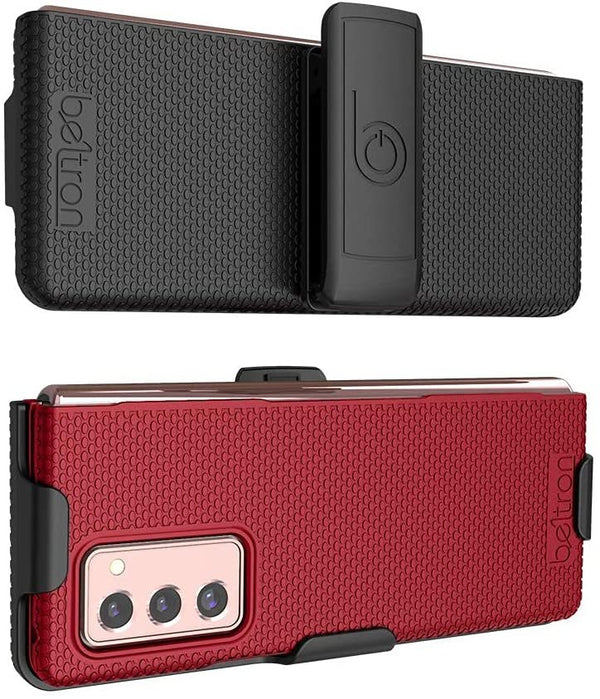 BELTRON Case with Clip for Galaxy Z Fold2 5G, Snap-On Protective Cover with Rotating Belt Holster Combo and Built in Kickstand for Samsung Galaxy Z Fold2 Phone (SM-F916)