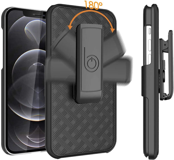 BELTRON Case with Belt Clip for iPhone 12, iPhone 12 Pro, Slim Fit Protective Shell & Swivel Belt Clip Holster Combo with Built-in Kickstand for iPhone 12, iPhone 12 Pro 6.1 (2020)