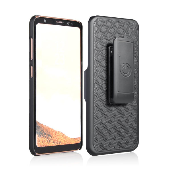 Galaxy S8, Ultra Slim Protective Shell Grip Case & Swivel Belt Clip Holster Combo w/Built-in Kickstand
