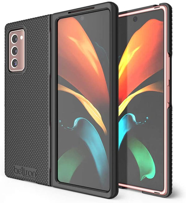 BELTRON Case with Clip for Galaxy Z Fold2 5G, Snap-On Protective Cover with Rotating Belt Holster Combo and Built in Kickstand for Samsung Galaxy Z Fold2 Phone (SM-F916) - Black
