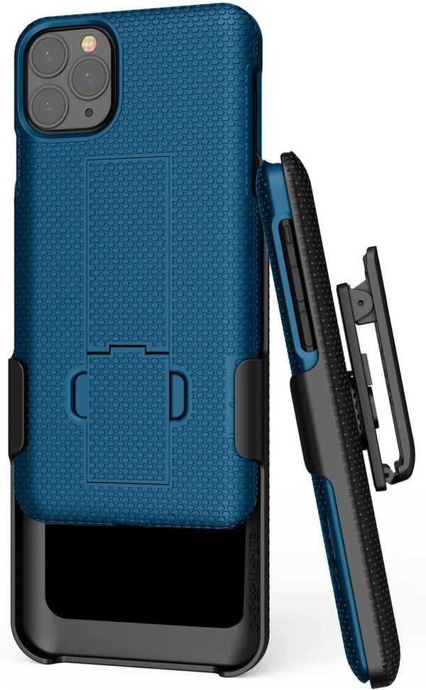 BELTRON Case & Holster Combo for iPhone 11 Pro Max, Rugged Shell & Holster with Built-in Kickstand comptible with Apple iPhone 11 Pro Max (2019) (Pacific Blue)