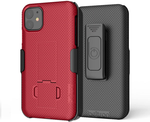 Case with Belt Clip for iPhone 11 6.1" , BELTRON Shell & Holster Combo - Super Slim Shell Case with Built-in Kickstand, Swivel Belt Clip Holster for Apple iPhone 11 6.1" (2019)