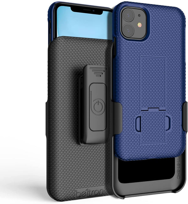 Case with Belt Clip for iPhone 11 6.1" , BELTRON Shell & Holster Combo - Super Slim Shell Case with Built-in Kickstand, Swivel Belt Clip Holster for Apple iPhone 11 6.1" (2019)