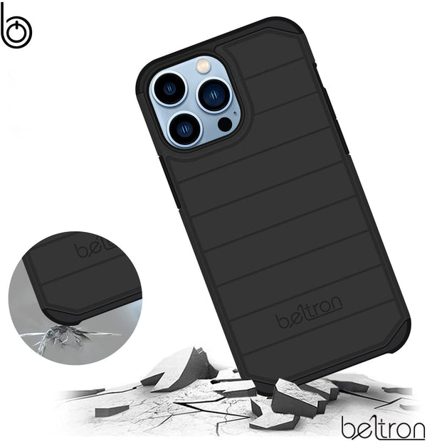 BELTRON Case with Belt Clip for iPhone 13 Pro Max, Slim Full Protection Case & Rotating Belt Clip Holster with Built in Kickstand, Scratch Resistant/Shock Absorption for iPhone 13 Pro Max 6.7" - Black