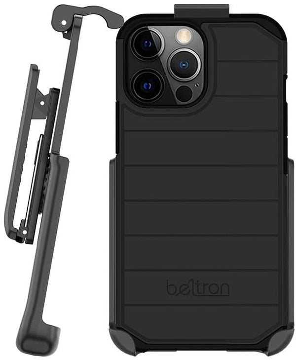 BELTRON Case with Belt Clip for iPhone 14 Pro Max, Slim Full Protection Hybrid Case & Rotating Belt Clip Holster with Built in Kickstand, Scratch Resistant/Shock Absorption - Black