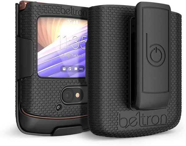 BELTRON Case with Clip for Motorola RAZR 5G Flip Phone (AT&T / T-Mobile), Snap-On Protective Cover with Rotating Belt Holster Combo and Built in Kickstand for Motorola Moto RAZR 5G Flip Phone (2020) XT2071