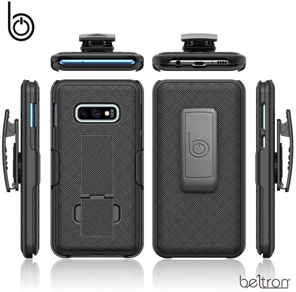 S10E Case with Clip, BELTRON Galaxy S10E Super Slim Fit Protective Case & Rotating Belt Clip Holster Combo with Built-in Kickstand for Samsung Galaxy S10E G970 Cell Phone (2019) - NOT Plus