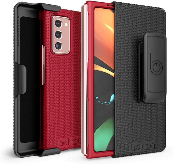 BELTRON Case with Clip for Galaxy Z Fold2 5G, Snap-On Protective Cover with Rotating Belt Holster Combo and Built in Kickstand for Samsung Galaxy Z Fold2 Phone (SM-F916)