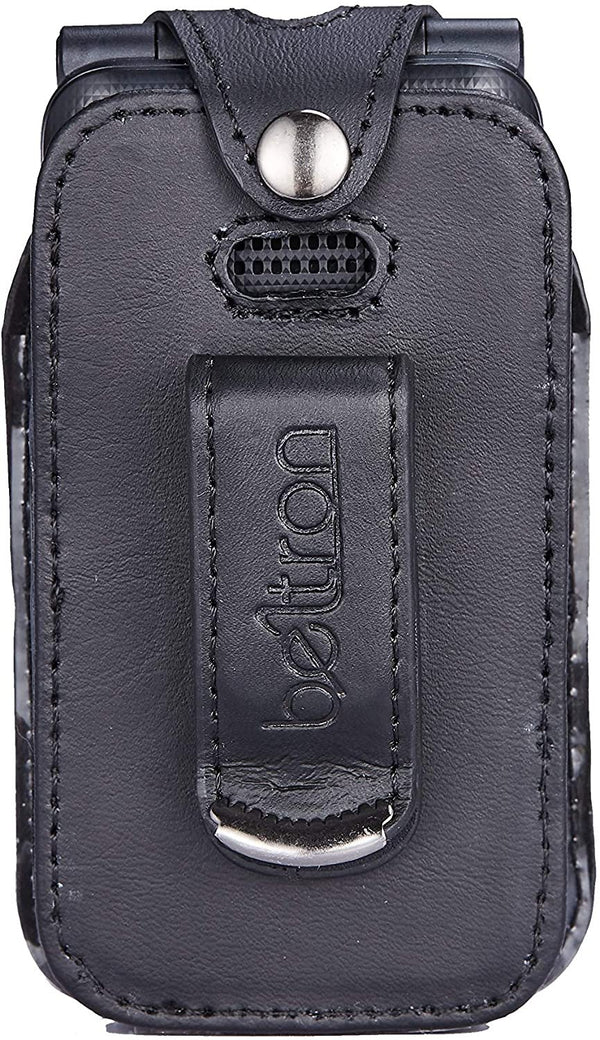 Fitted Leather Case for Cricket Debut Flip (U102AC), AT&T Cingular Flip IV, Flip 4 (U102AA), Features: Rotating Belt Clip, Screen & Keypad Protection, Secure Fit