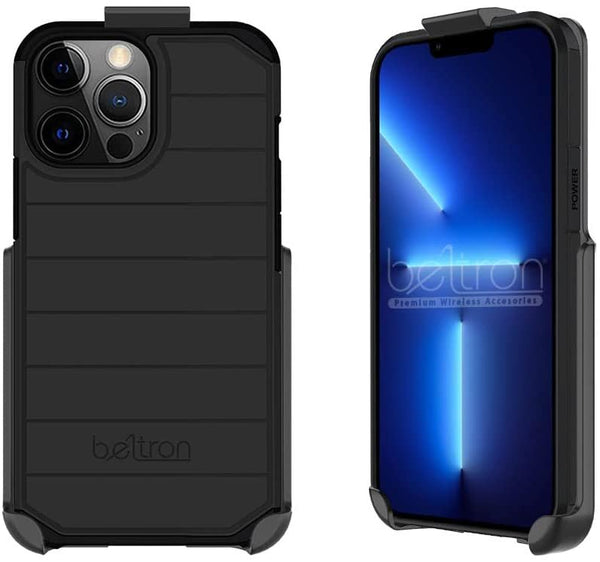 BELTRON Case with Belt Clip for iPhone 13 Pro Max, Slim Full Protection Case & Rotating Belt Clip Holster with Built in Kickstand, Scratch Resistant/Shock Absorption for iPhone 13 Pro Max 6.7" - Black