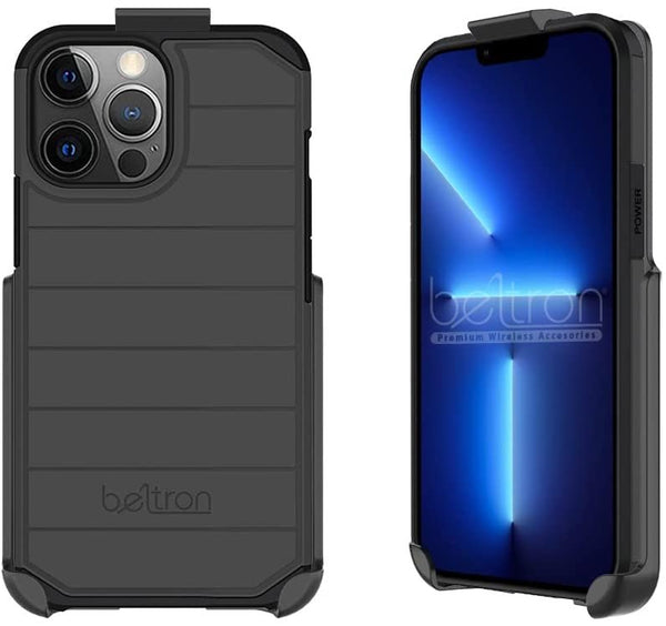 BELTRON Case with Belt Clip for iPhone 13 Pro Max, Slim Full Protection Case & Rotating Belt Clip Holster with Built in Kickstand, Scratch Resistant/Shock Absorption for iPhone 13 Pro Max 6.7" - Black