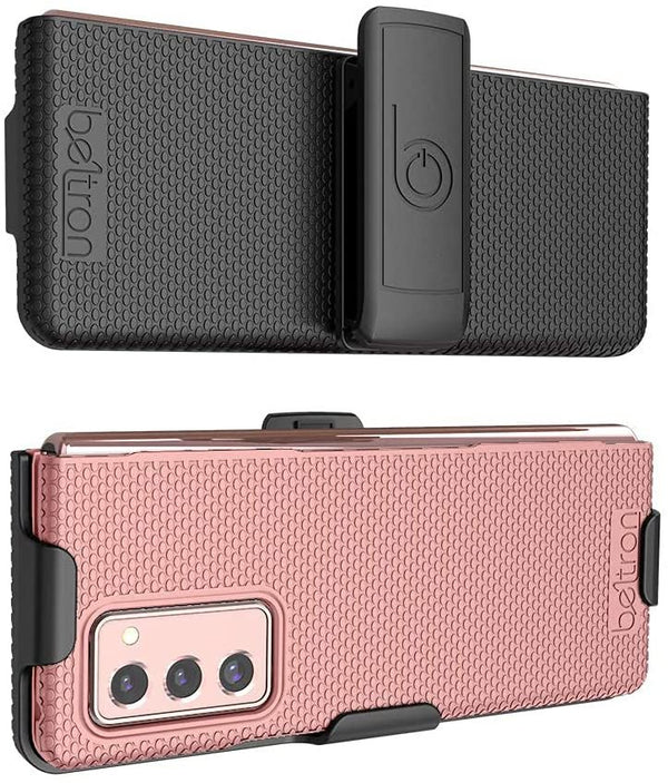 BELTRON Case with Clip for Galaxy Z Fold2 5G, Snap-On Protective Cover with Rotating Belt Holster Combo and Built in Kickstand for Samsung Galaxy Z Fold2 Phone (SM-F916)