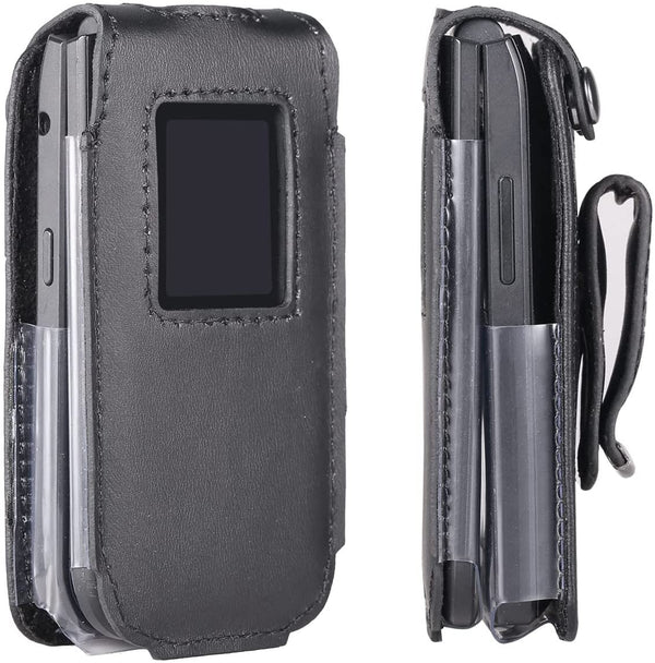 BELTRON Leather Fitted Case for Nokia 2720 V Flip Phone - Secure Form Fit Cover with Built-in Screen Protection & Rotating Metal Belt Clip