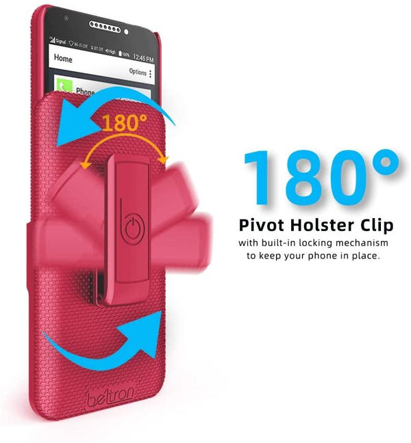 BELTRON Jitterbug Smart2 Case with Belt Clip Holster Combo, Slim Protective Grip Case with Kickstand for Jitterbug Smart 2 Easy-to-Use 5.5” Smartphone for Seniors by GreatCall (5049SJBS2) - Red