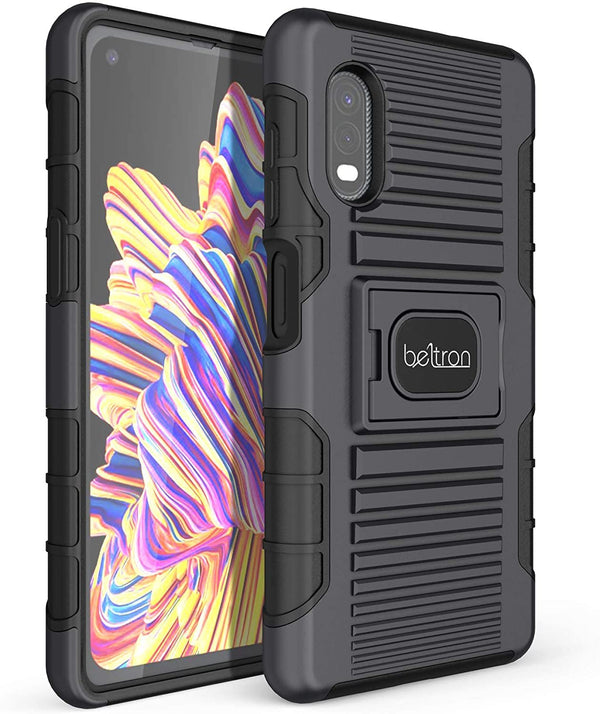 BELTRON Case for Galaxy XCover Pro, Heavy Duty Case with Finger Ring Grip Cover and Built-in Magnetic Mounting Plate for Samsung Galaxy XCover Pro G715 (AT&T FirstNet Verizon) - Grey/Black