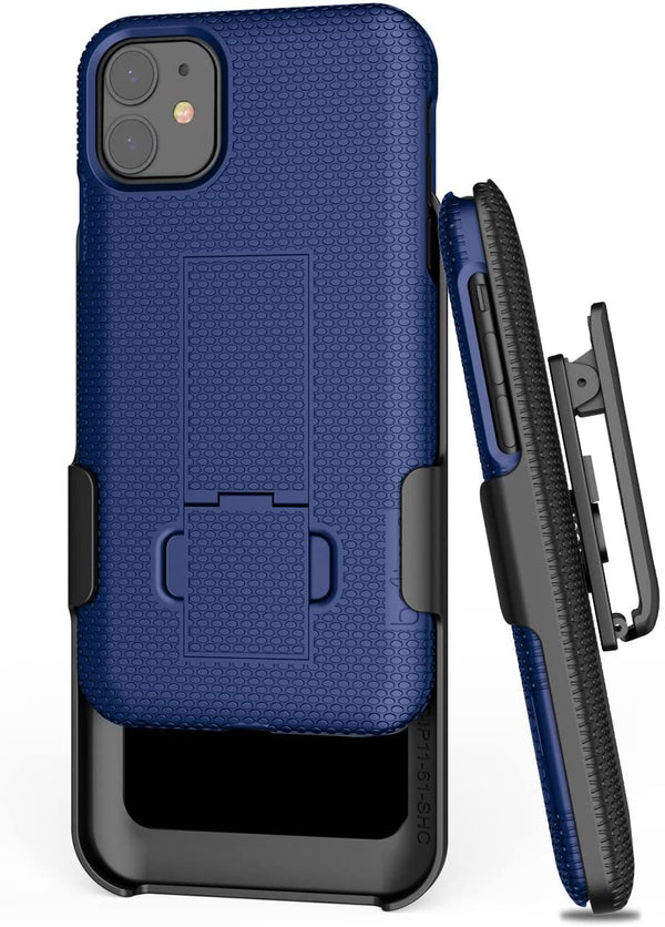 Case with Belt Clip for iPhone 11 6.1" , BELTRON Shell & Holster Combo - Super Slim Shell Case with Built-in Kickstand, Swivel Belt Clip Holster for Apple iPhone 11 6.1" (2019)
