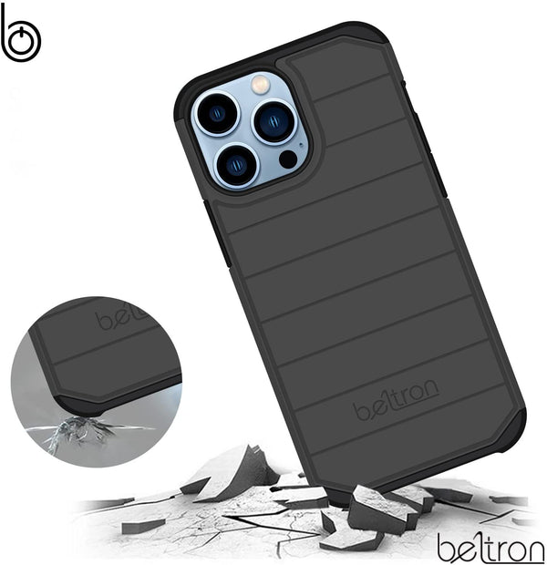 BELTRON Case with Belt Clip for iPhone 13 Pro Max, Slim Full Protection Case & Rotating Belt Clip Holster with Built in Kickstand, Scratch Resistant/Shock Absorption for iPhone 13 Pro Max 6.7" - Black