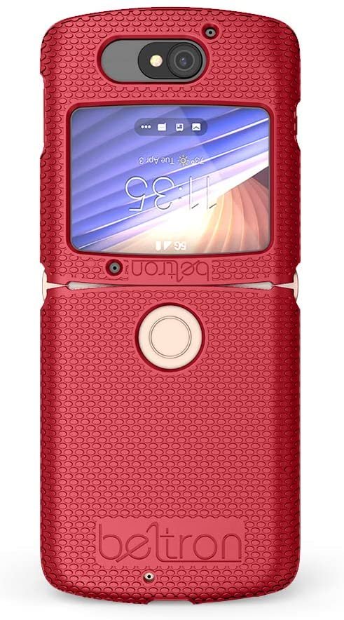 BELTRON Case with Clip for Motorola RAZR 5G (AT&T / T-Mobile), Snap-On Protective Cover with Rotating Belt Holster Combo & Built in Kickstand for Motorola Moto RAZR 5G Flip Phone (2020) XT2071 - Red