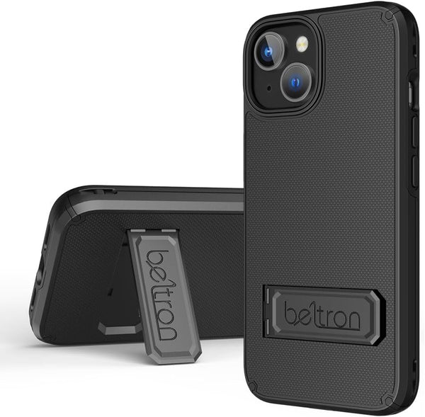 BELTRON Case Holster Combo for iPhone 15 Plus, Slim Protective Full Body Grip Case & Swivel Belt Clip 3 in 1 Combo with Kickstand/Card Holder Compatible with Apple iPhone 15 Plus 6.7" Black