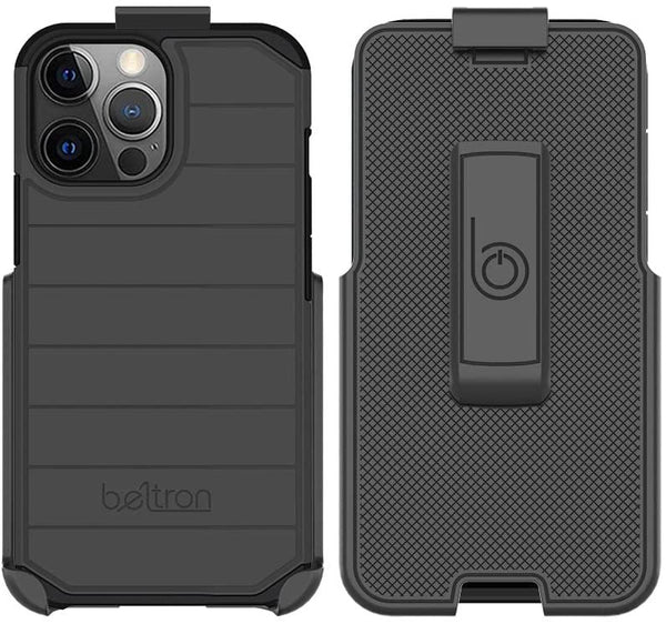 BELTRON Case with Belt Clip for iPhone 13 Pro Max, Slim Full Protection Case & Rotating Belt Clip Holster with Built in Kickstand, Scratch Resistant/Shock Absorption for iPhone 13 Pro Max 6.7" - Black