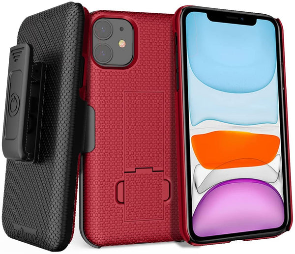 Case with Belt Clip for iPhone 11 6.1" , BELTRON Shell & Holster Combo - Super Slim Shell Case with Built-in Kickstand, Swivel Belt Clip Holster for Apple iPhone 11 6.1" (2019)