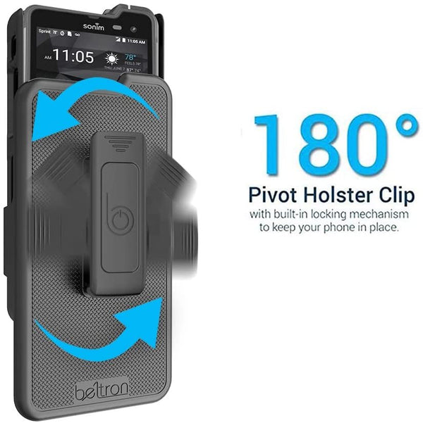 Sonim XP8 Case with Holster, Heavy Duty Belt Clip with Swivel Clip for Sonim XP8 (AT&T FirstNet Sprint XP8800) Features: Secure Fit & Built-in Kickstand (Durable, Reliable & Lightweight) - Blue