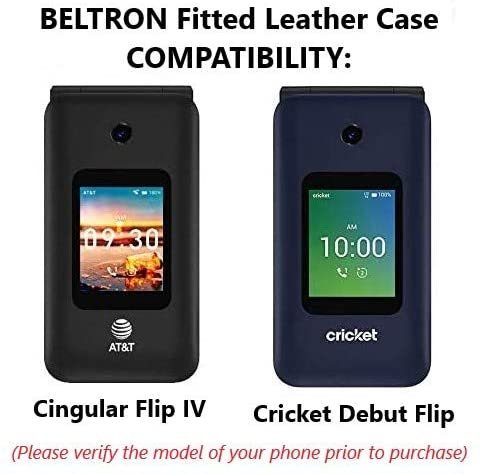 Fitted Leather Case for Cricket Debut Flip (U102AC), AT&T Cingular Flip IV, Flip 4 (U102AA), Features: Rotating Belt Clip, Screen & Keypad Protection, Secure Fit