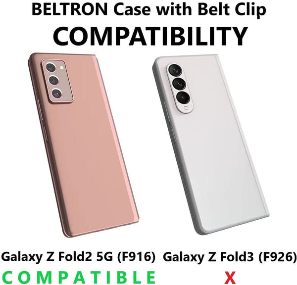 BELTRON Case with Clip for Galaxy Z Fold2 5G, Snap-On Protective Cover with Rotating Belt Holster Combo and Built in Kickstand for Samsung Galaxy Z Fold2 Phone (SM-F916)