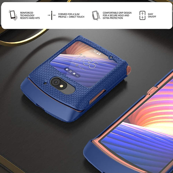 BELTRON Case for Motorola RAZR 5G Flip (AT&T / T-Mobile), Snap-On Protective Hard Shell Cover for RAZR 5G Flip Phone (2020) XT2071 (Blue)