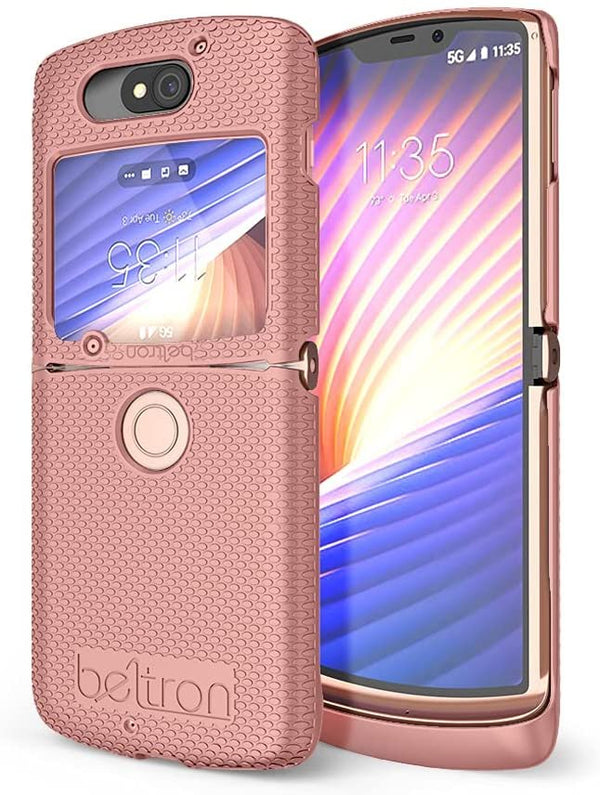 BELTRON Case for Motorola RAZR 5G Flip (AT&T / T-Mobile), Snap-On Protective Hard Shell Cover for RAZR 5G Flip Phone (2020) XT2071 (Rose)