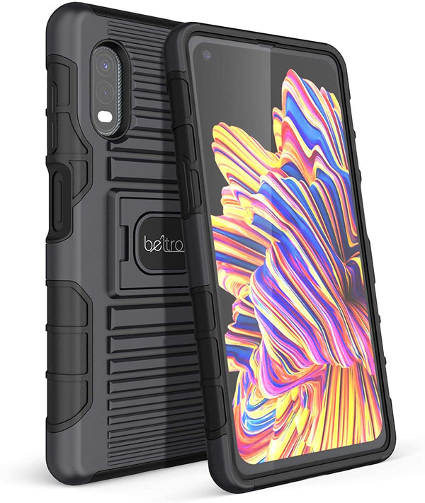 BELTRON Case for Galaxy XCover Pro, Heavy Duty Case with Finger Ring Grip Cover and Built-in Magnetic Mounting Plate for Samsung Galaxy XCover Pro G715 (AT&T FirstNet Verizon) - Grey/Black